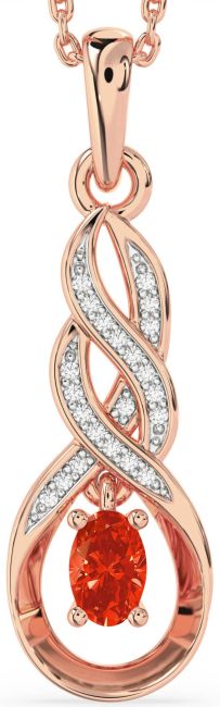 Diamond Fire Opal Rose Gold Silver Infinity Necklace