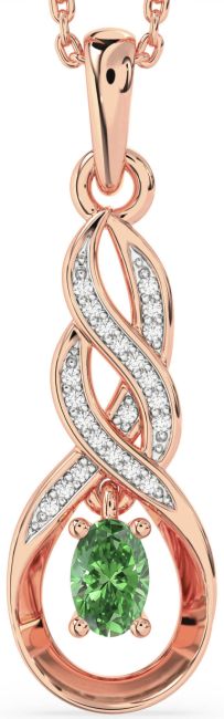 Green Diamond Rose Gold Infinity Necklace