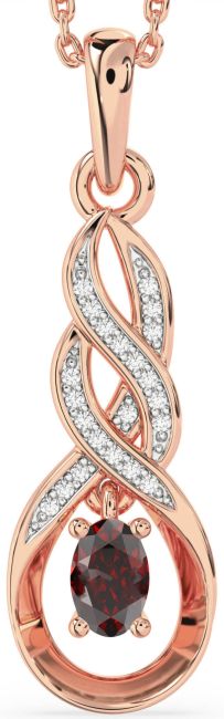 Diamond Garnet Rose Gold Infinity Necklace