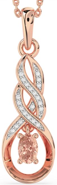 Diamond Morganite Rose Gold Infinity Necklace