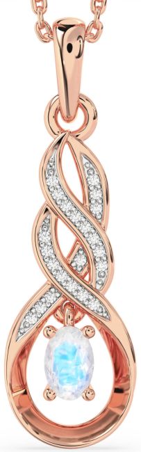 Diamond Moonstone Rose Gold Infinity Necklace