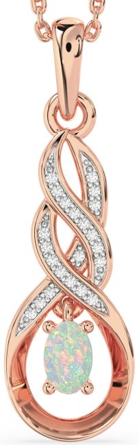 Diamond Opal Rose Gold Infinity Necklace