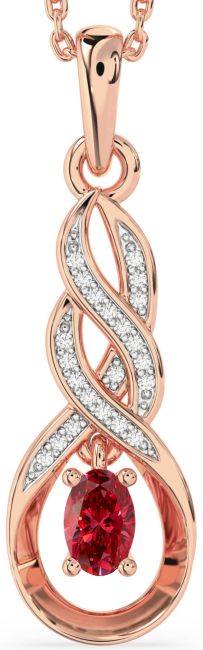 Diamond Ruby Rose Gold Infinity Necklace