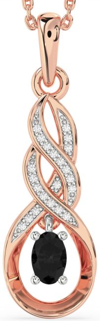 Black Diamond Rose Gold Silver Infinity Necklace