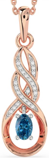 Blue Diamond Rose Gold Silver Infinity Necklace
