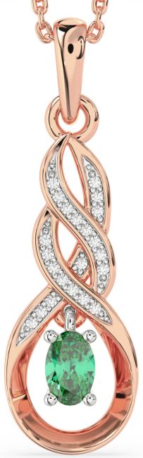 Diamond Emerald Rose Gold Silver Infinity Necklace