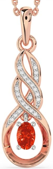 Diamond Fire Opal Rose Gold Silver Infinity Necklace