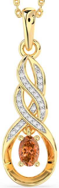Diamond Citrine Gold Silver Infinity Necklace