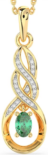 Diamond Emerald Gold Infinity Necklace