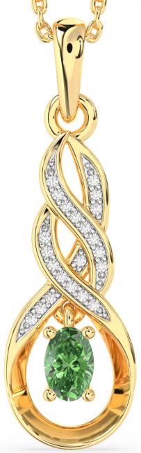 Green Diamond Gold Silver Infinity Necklace