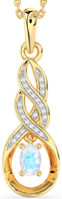 Diamond Moonstone Gold Infinity Necklace