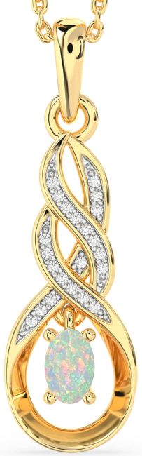 Diamond Opal Gold Infinity Necklace