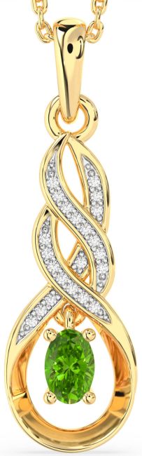 Diamond Peridot Gold Silver Infinity Necklace