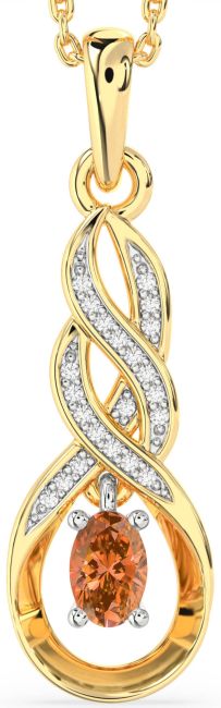 Diamond Citrine Gold Silver Infinity Necklace