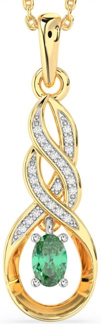 Diamond Emerald Gold Silver Infinity Necklace