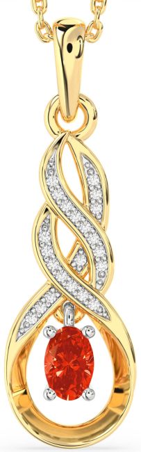 Diamond Fire Opal Gold Silver Infinity Necklace
