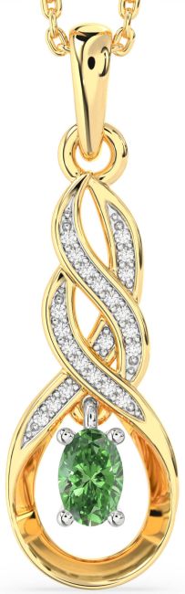 Green Diamond Gold Silver Infinity Necklace