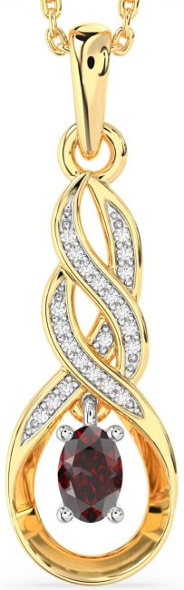 Diamond Garnet Gold Silver Infinity Necklace
