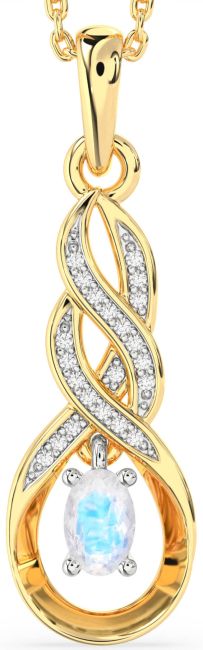Diamond Moonstone Gold Silver Infinity Necklace