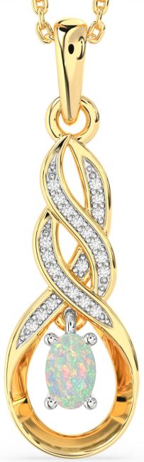 Diamond Opal Gold Silver Infinity Necklace