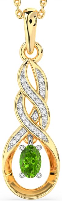 Diamond Peridot Gold Silver Infinity Necklace