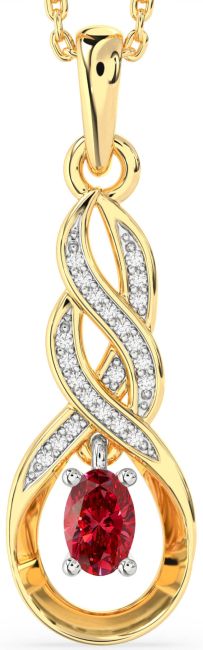 Diamond Ruby Gold Silver Infinity Necklace