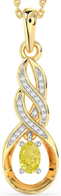 Yellow Diamond Gold Silver Infinity Necklace