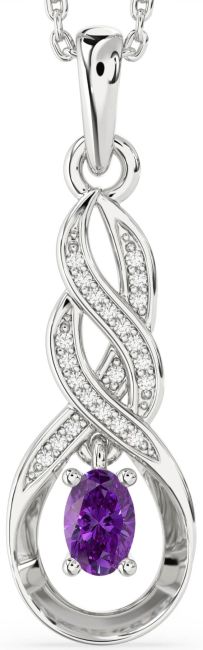 Diamond Amethyst Silver Infinity Necklace