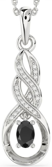 Diamond Black Onyx Silver Infinity Necklace
