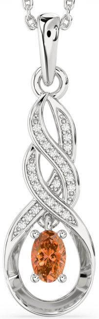 Diamond Citrine Silver Infinity Necklace