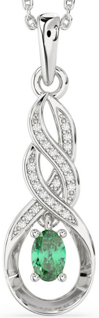 Diamond Emerald Silver Infinity Necklace