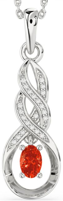Diamond Fire Opal Platinum Infinity Necklace