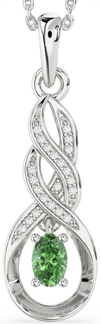 Green Diamond Platinum Infinity Necklace