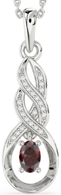 Diamond Garnet Silver Infinity Necklace