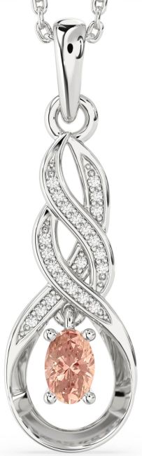 Diamond Morganite Silver Infinity Necklace