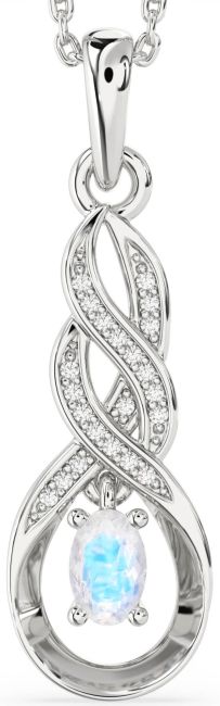 Diamond Moonstone Platinum Infinity Necklace