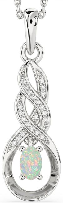 Diamond Opal Platinum Infinity Necklace