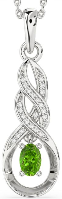 Diamond Peridot Silver Infinity Necklace