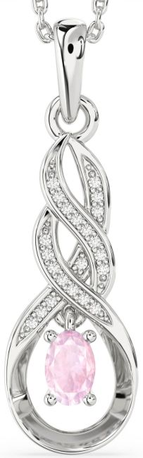 Diamond Rose Quartz Silver Infinity Necklace