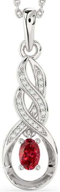 Diamond Ruby Platinum Infinity Necklace