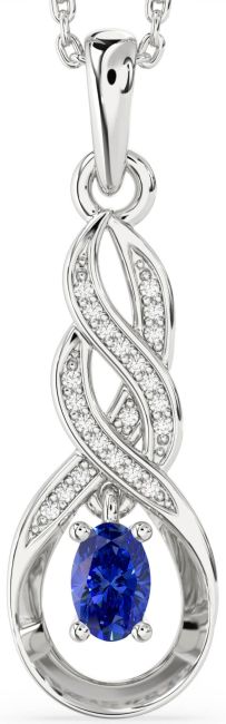 Diamond Blue Sapphire Silver Infinity Necklace