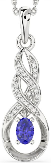 Diamond Tanzanite Silver Infinity Necklace