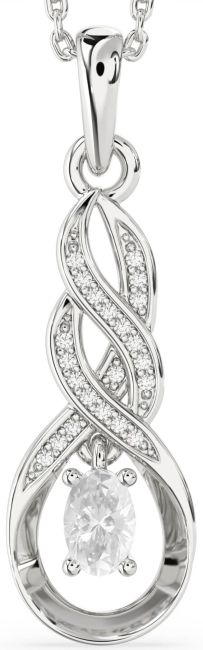 Diamond White Sapphire Platinum Infinity Necklace