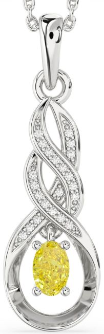 Yellow Diamond Silver Infinity Necklace