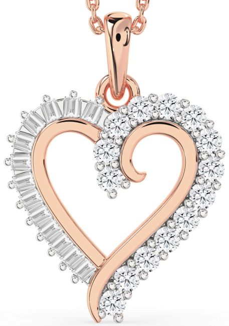 Diamond Rose Gold Silver Heart Necklace