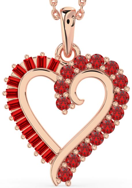 Ruby Rose Gold Silver Heart Necklace