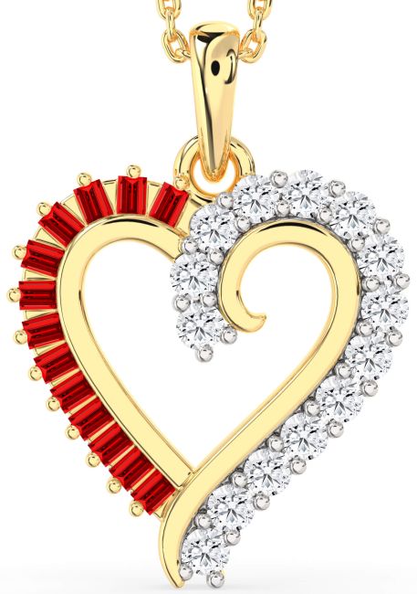 Diamond & Ruby Gold Heart Necklace