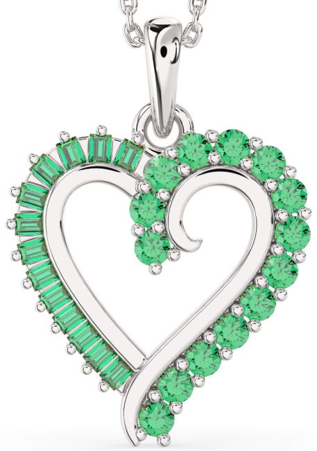Emerald White Gold Heart Necklace
