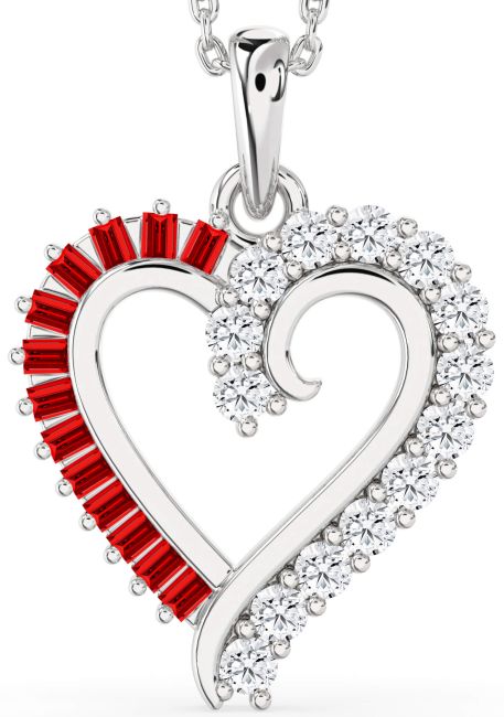 Diamond & Ruby Platinum Heart Necklace
