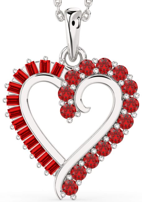 Ruby Platinum Heart Necklace